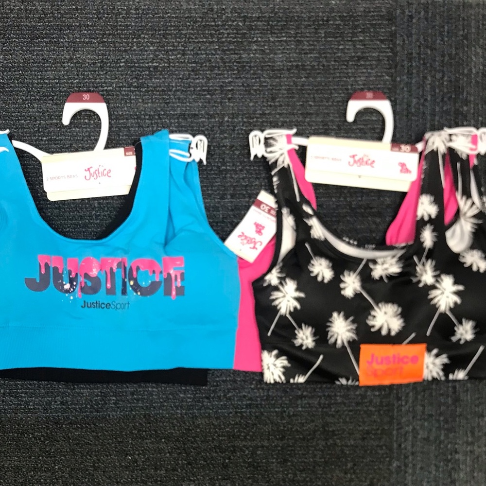 Justice Girls Cutout Sports Bras 4 pack Size 30